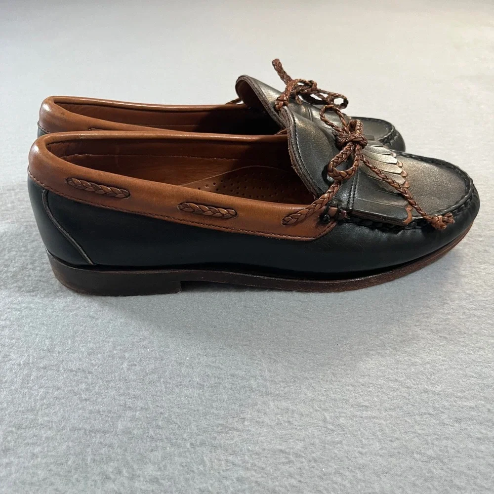Allen Edmonds Woodstock Mens 8.5 E Black Brown Leather Kiltie Tassel Loafers USA
